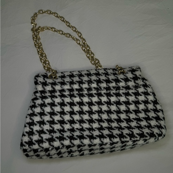 NWOT - JUSTFAB Purse Black + White Tweeded | Shoulder Bag - Picture 7 of 7